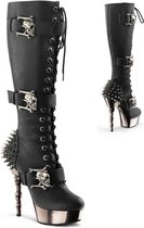 Muerto-2028 Boot with studs and chrome heel black matt - (EU 41,5 = US 11) - Demonia