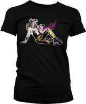 DC Comics Harley Quinn Dames Tshirt -L- Birds Of Prey - Roller Skates Zwart
