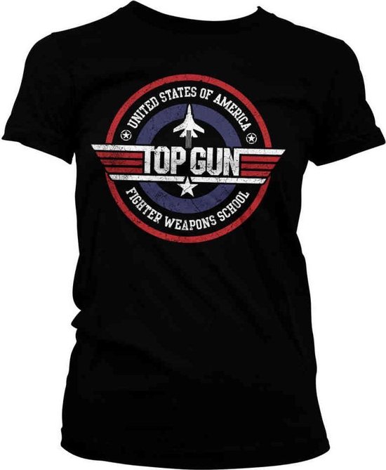 Top Gun Dames Tshirt Fighter Weapons School Zwart