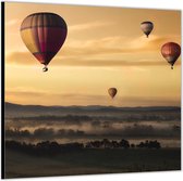 Dibond –Luchtballonnen boven Bergen-100x100 Foto op Aluminium (met ophang)