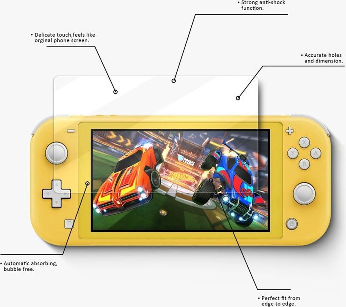 Protection d'écran Nintendo Switch Lite en verre trempé 9H - anti-rayures  Transparent - avec kit de nettoyage
