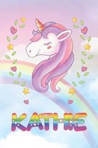 Kathie: Kathie Unicorn Notebook Rainbow Journal 6x9 Personalized Customized Gift For Someones Surname Or First Name is Kathie