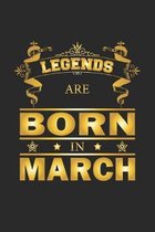 Legends Are Born In March: Notizbuch, Notizheft, Notizblock - Geburtstag Geschenk-Idee f�r Legenden - Karo - A5 - 120 Seiten