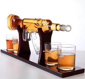 Luxe Whiskey Karaf Set - AK47 Whisky Karaf Set - Inclusief 4 Whisky Glazen, 9 wiskey stenen, schenktuit & extra accessoires