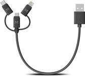 Fresh 'n Rebel - 3-1 Cable - USB to USB C + Lightning + MicroUSB - 0.2m - Storm Grey