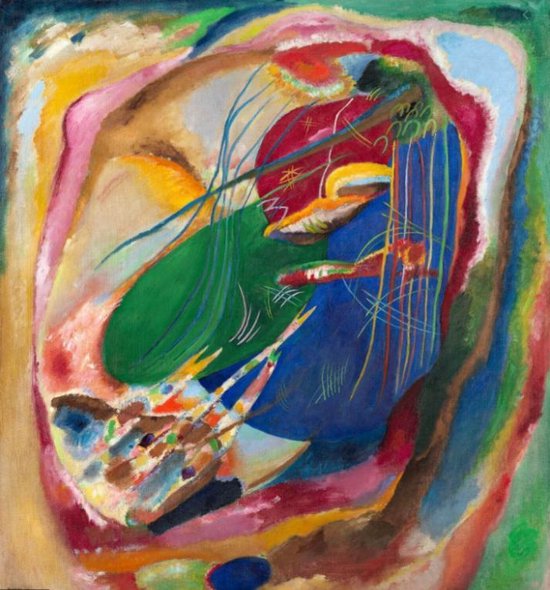 Allernieuwste Canvas Schilderij Wassily Kandinsky - Picture with Three Spots No 196 - Poster - Modern Abstract - 60 x 60 cm - Kleur