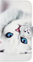 ADEL Kunstleren Book Case Portemonnee Pasjes Hoesje Geschikt voor Huawei P30 - Katten Wit