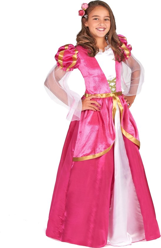 LUCIDA - Roze middeleeuwse prinsessen jurk voor meiden - XS 92/104 (3-4 jaar)
