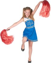 LUCIDA - Blauw USA cheerleader kostuum voor meisjes - M 122/128 (7-9 jaar)