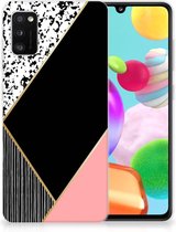 Telefoonhoesje Geschikt voor Samsung Galaxy A41 TPU Silicone Hoesje Black Pink Shapes