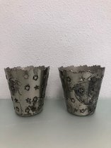 kleine zilveren plantenbakjes - set van 2 stuks