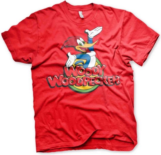 Woody Woodpecker Heren Tshirt -L- Classic Logo Rood
