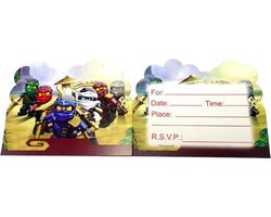 ProductGoods - 10 Stuks Verjaardag Uitnodigingskaartjes Lego NinJaGo - Uitnodigingskaarten Lego Ninjago - Verjaardagsfeest - Themafeest - Kinderfeestje - Invulbaar - LegoNinjago - Kinderen Image