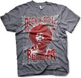 Jimi Hendrix Heren Tshirt -XL- Rock 'n Roll Forever Grijs