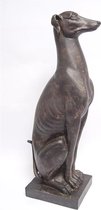 14,5 x 55,5 cm - Beeld - Zittende Windhond Kunststof - Mooi figuur Hond Resin