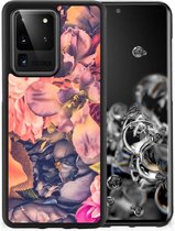Hoesje Super als Moederdag Cadeau Samsung Galaxy S20 Ultra Telefoontas met Zwarte rand Bosje Bloemen