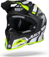 Just1 J12 Pro Vector Wit Geel Fluo Carbon Crosshelm - Motorhelm - Maat M