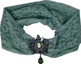 Jessidress Dames Hoofdband van kant met elegante hanger - Groen