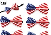12x Vlinderstrik Amerikaanse vlag - Usa Amerika landen United States of Amerika