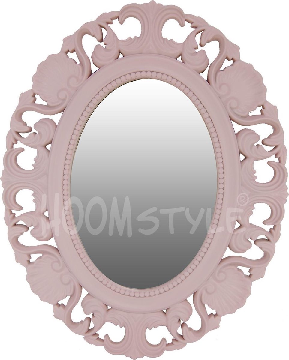 Aanpassen Cordelia kloon Spiegel, ovaal roze in barokstijl - 39x48cm | bol.com