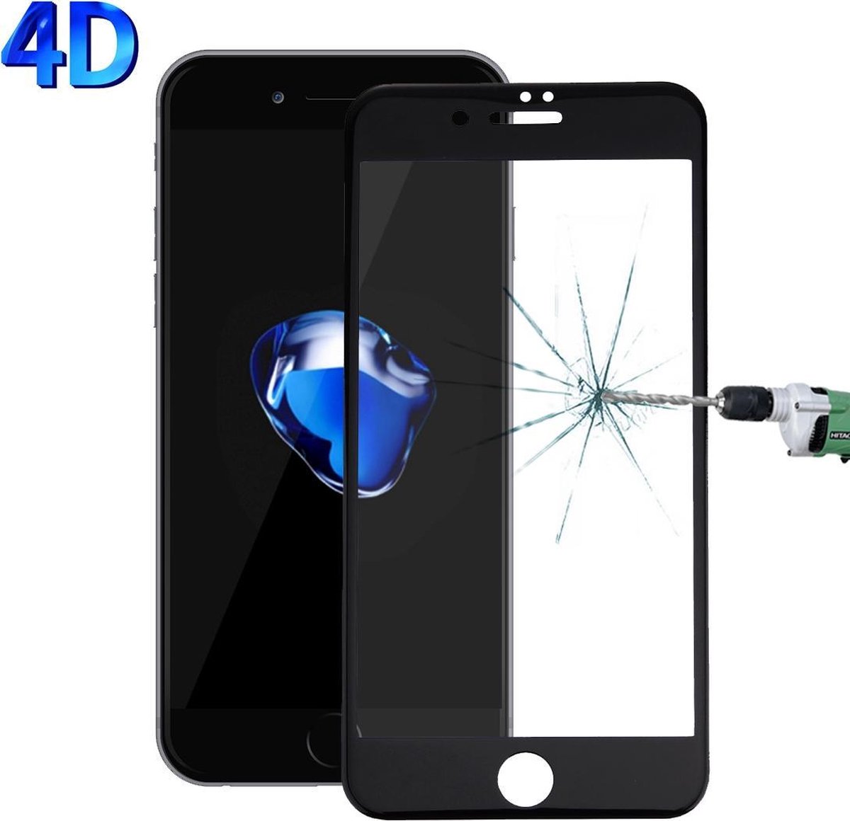 Mobigear 4D Gehard Glas Screenprotector Zwart iPhone 7 / 8