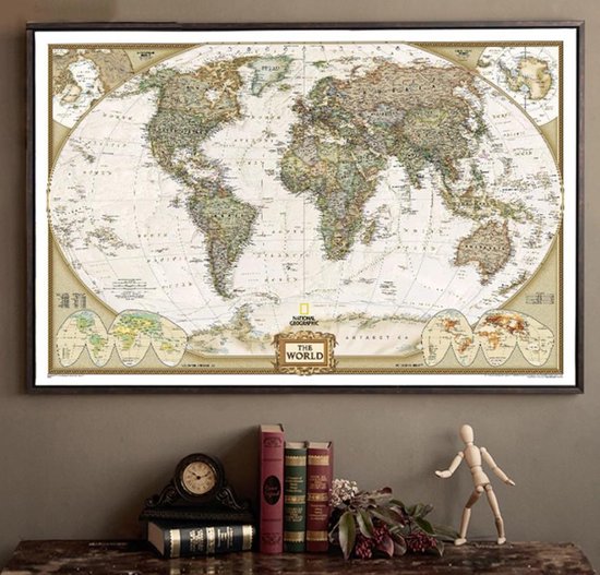 zeewier Aantrekkingskracht tweedehands Vintage wereldkaart – Poster – Zonder lijst – 72x47 cm | bol.com