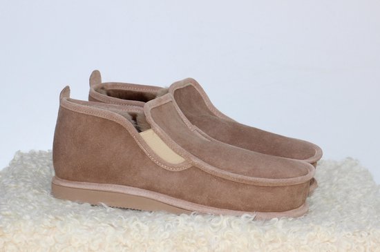Schapenvacht pantoffels met elastiek en bruine wol | bol.com