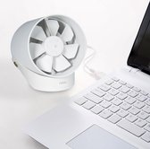 MikaMax USB Ventilator - Mini Ventilator – USB Fan - Bureau Ventilator - Twee Ventilatiestanden - Modern Design - Makkelijk voor Onderweg - USB - Wit