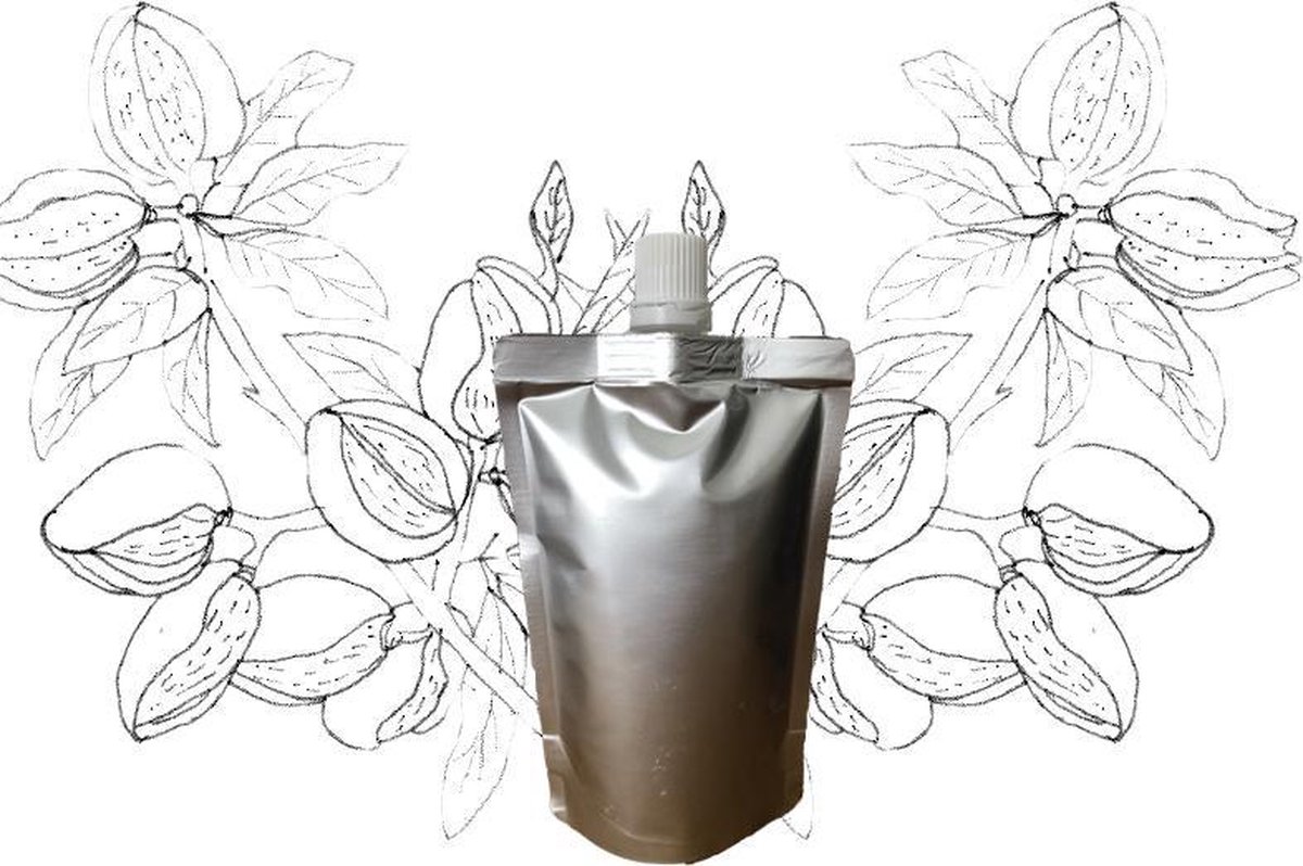 Goedkoopste Amandelolie - navulling 100ml pouch met schenkmond (hersluitbaar) - vegan - dierproefvrij en zonder chemische toevoegingen - amandel huidolie