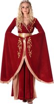 Partychimp Middeleeuwse Koningin Kostuum Carnavalskleding Dames - Rood - Maat S