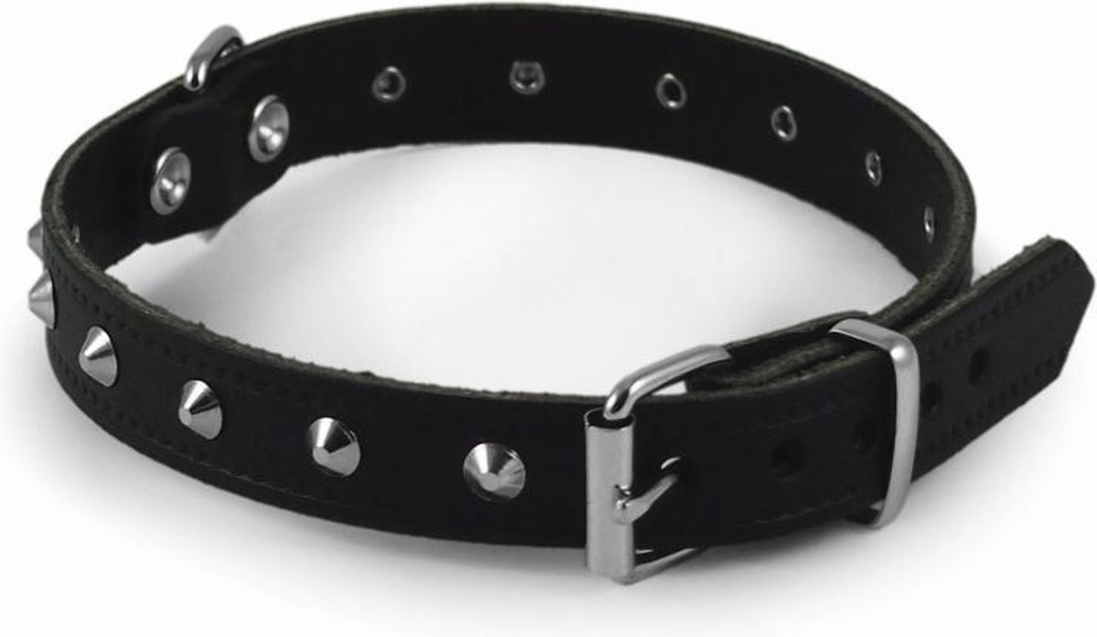 Nobby halsband leer, noppen zwart 20-24 x 1 cm – 1 st