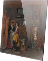 Binnenhuis met vrouwen bij een linnenkast | Pieter de Hooch | 1663 | Plexiglas | Wanddecoratie |80CM x 80CM | Schilderij | Oude meesters | Foto op plexiglas