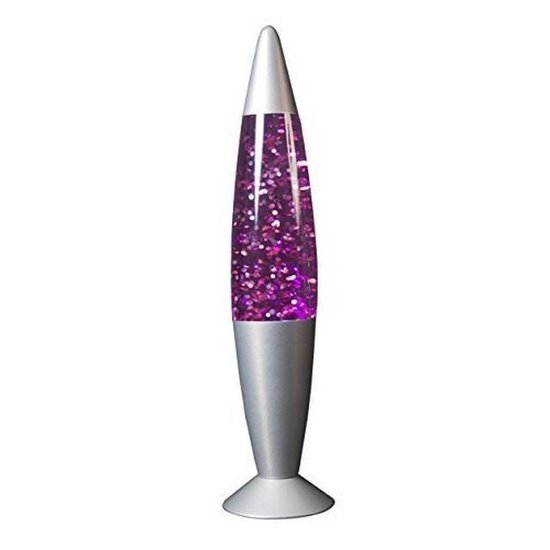 glitterlamp 18 cm metallic met roos licht en sprankelende beweging - lavalampen van Halay — afbeelding 4