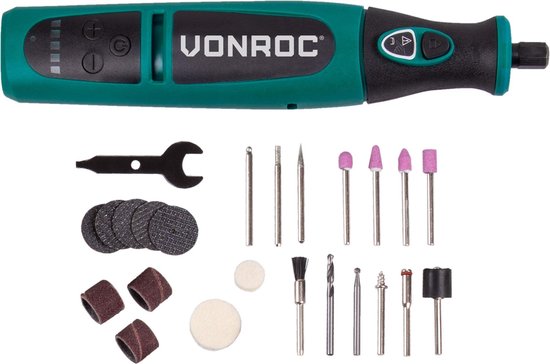 VONROC Accu Multitool – Roterend – 8V – Incl. 24 accessoires, oplader & opbergtas