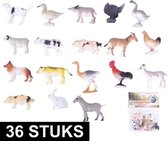 36x Boerderij speelgoed diertjes/dieren 2-6 cm - kleine speelfiguren voor kinderen