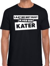 Laat me met rust ik heb een kater tekst t-shirt zwart heren S