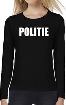 Politie tekst t-shirt long sleeve zwart voor dames - Politie shirt met lange mouwen XXL