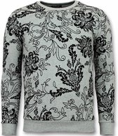 Flockprint Trui - Bladeren Sweater Heren - Grijs