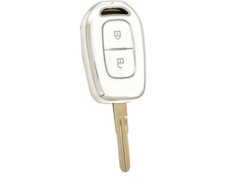 Geschikt voor Renault sleutelhoes beschermhoes voor Renault Kwid Traffic Symbool Dacia Sandero Logan Duster afstandsbediening Shell Jacket Protector accessoires 2 toetsen zilver wit