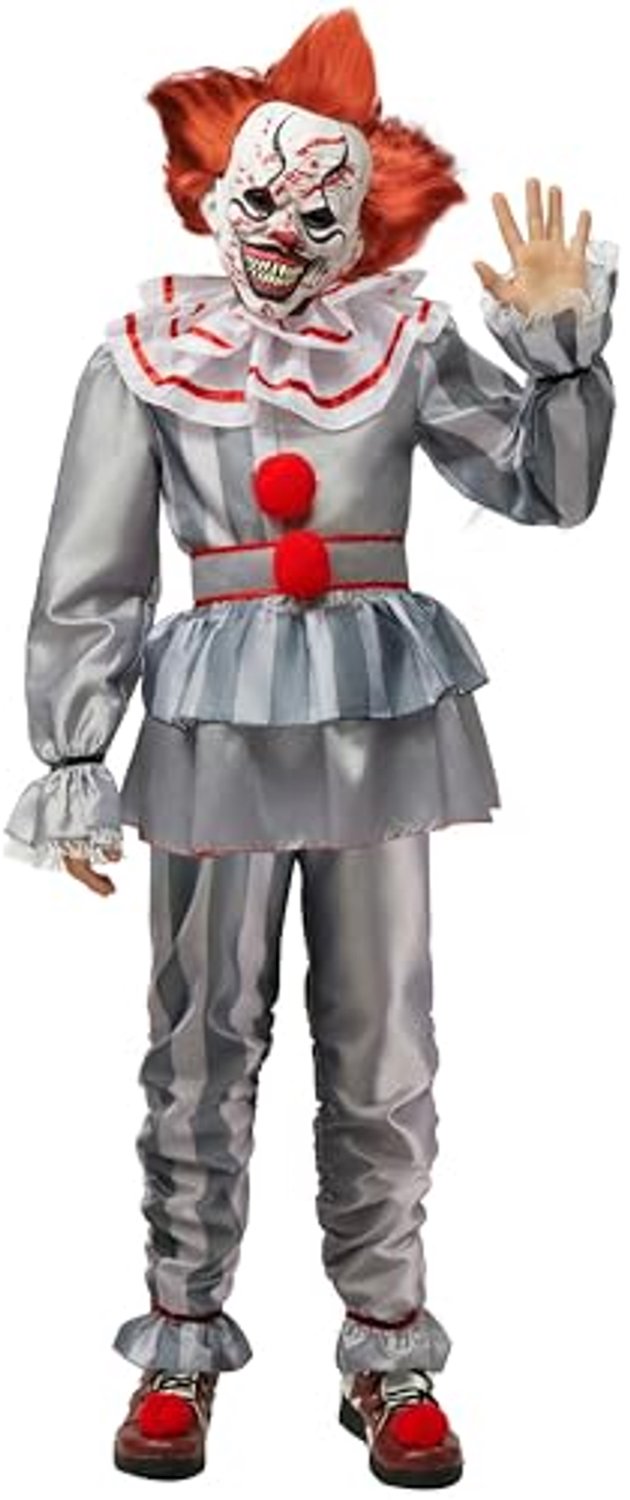 JOYIN Kinder Jongens Zilver Clown Kostuum - maat L