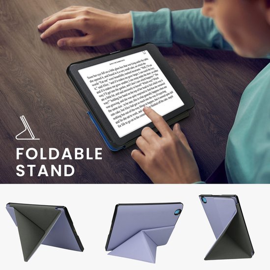 kwmobile e-reader hoesje geschikt voor Kobo Aura H2O Edition 2 hoes - Ereader flip case met standaard - E reader cover van kunstleer - In lavendel — afbeelding 4