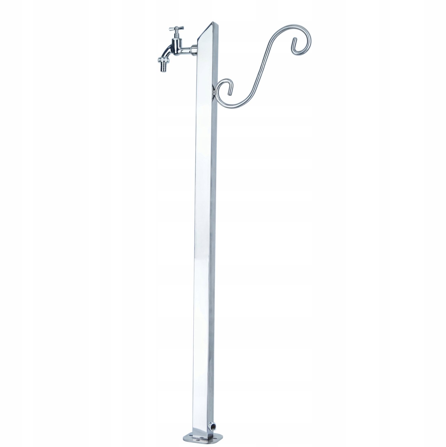 RVS Buitenwaterkraan 100cm Vierkant met Slanghouder