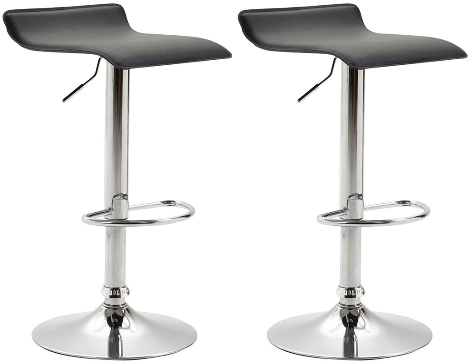 Luxe Comfort Barkruk - Set van 2 - Verstelbaar - Kunstleer - Zwart zwart chroom
