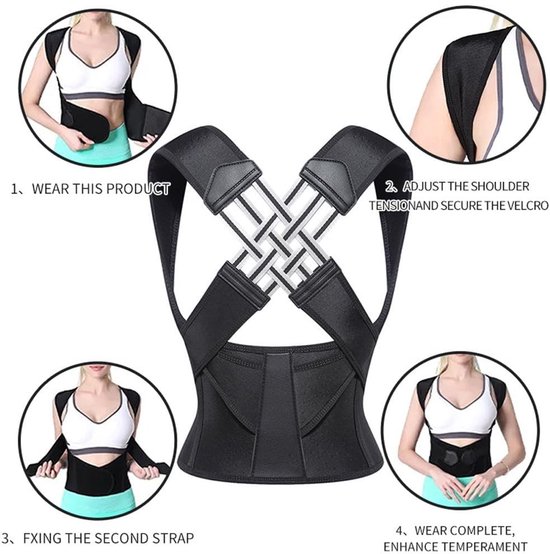 Verstelbare Posture Corrector met Reflecterende Eigenschappen voor Optimale Rugsteun en Rechthouden van de Wervelkolom - Maat L — afbeelding 2