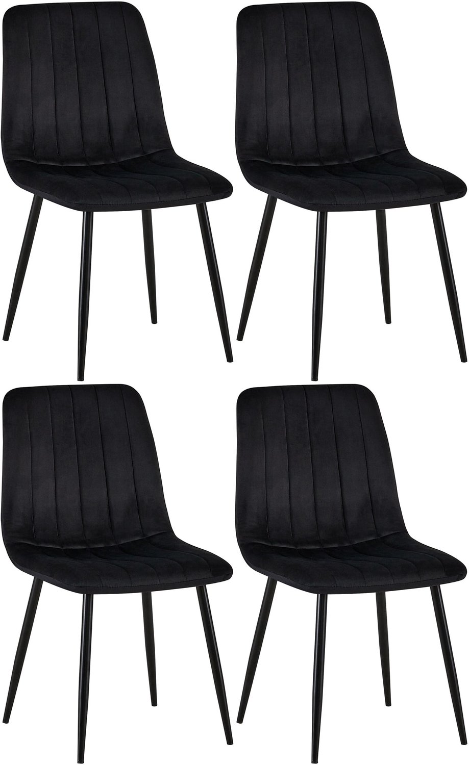 Luxe Comfort Eetkamerstoelen - Set van 4 - Fluweel - Zwart