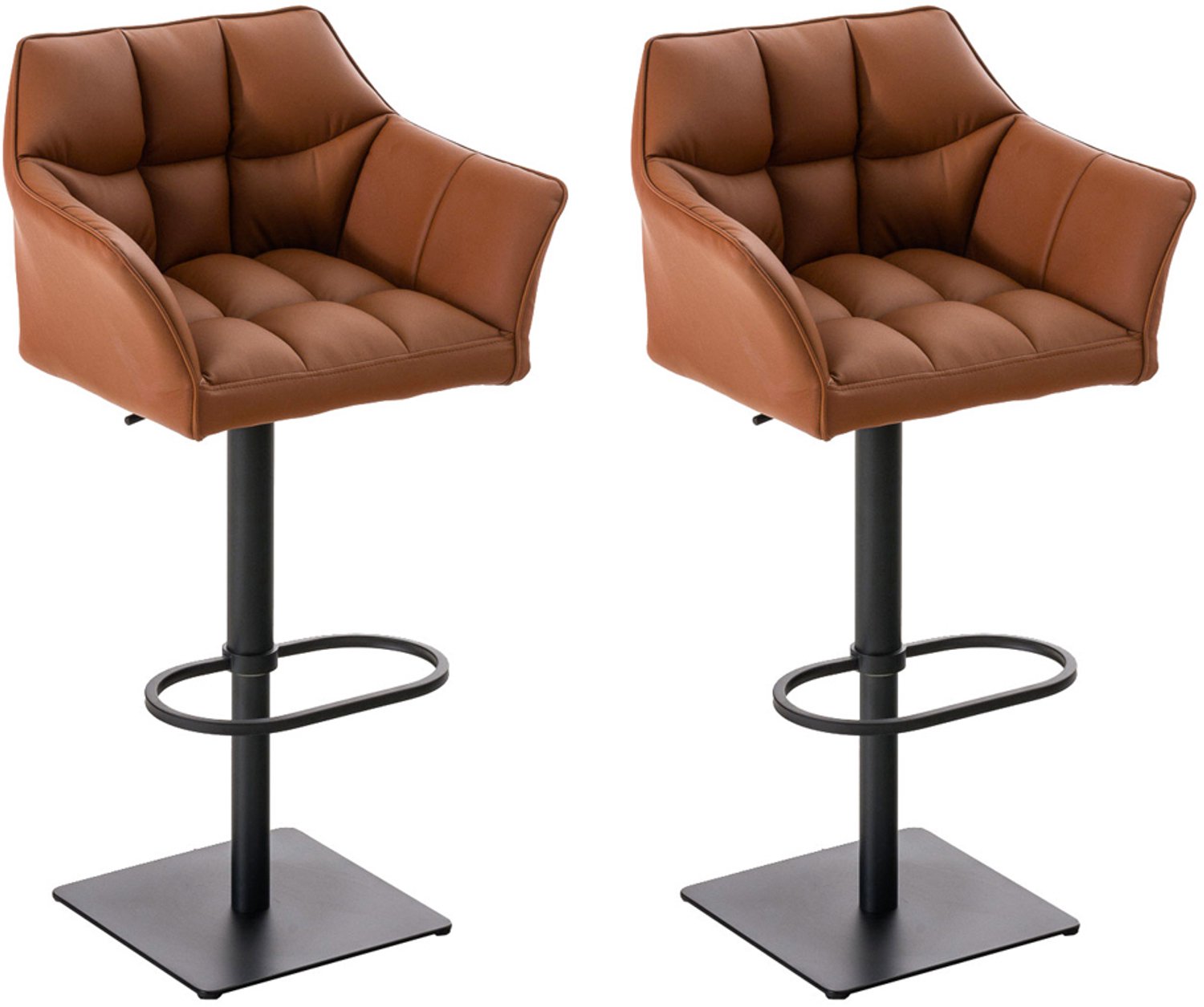Luxe Comfort Barkruk - Set van 2 - Verstelbaar - Kunstleer - Lichtbruin licht bruin zwart