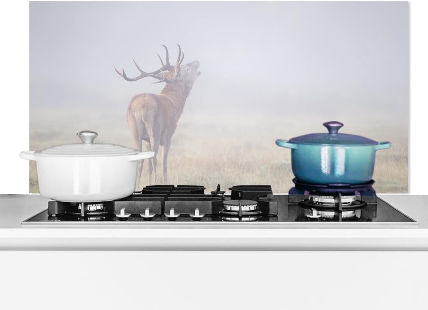 Spatscherm Keuken - 80x40 cm - Hert - Gras - Mist
