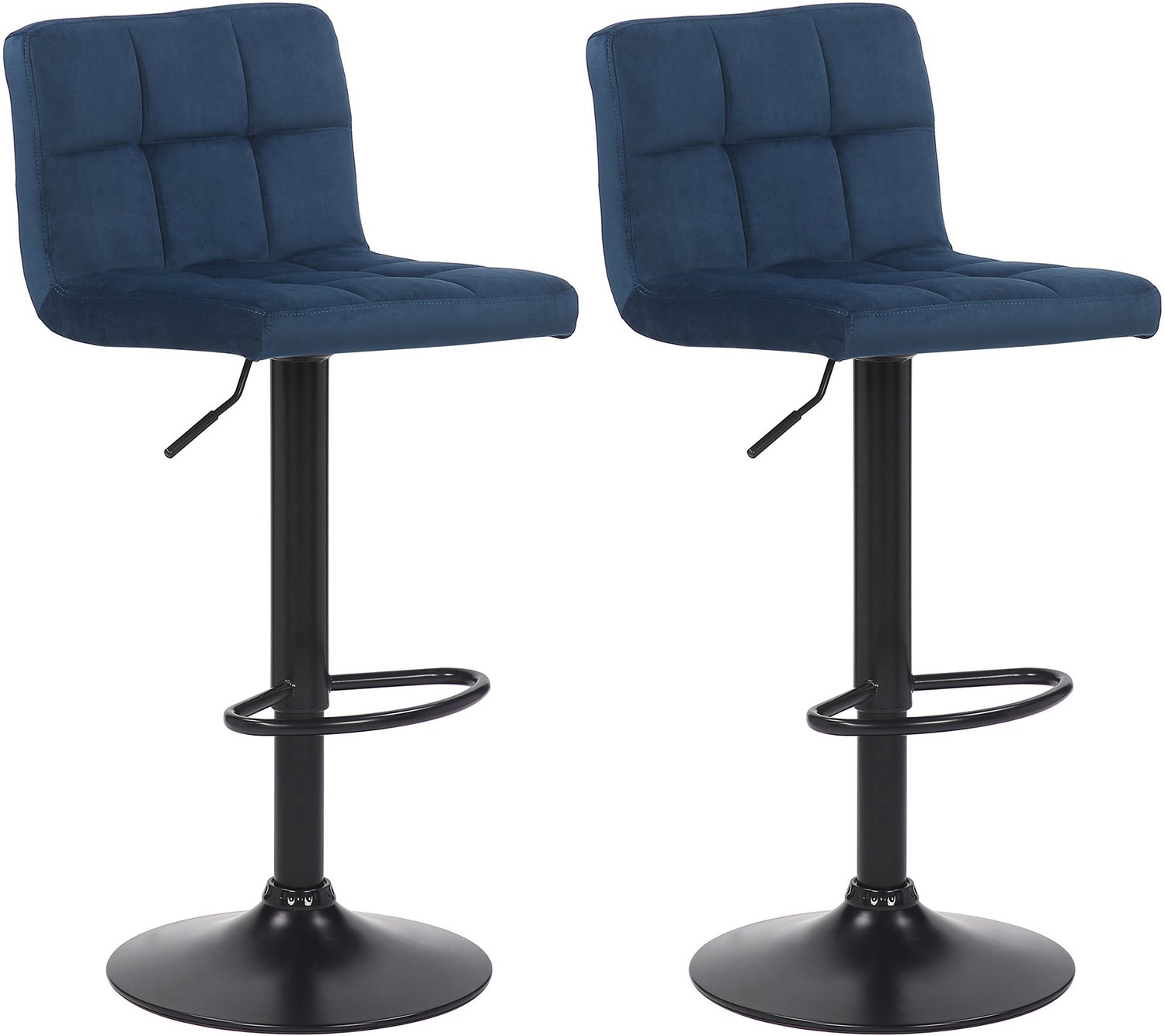 Luxe Comfort Barkruk - Set van 2 - Fluweel - Blauw blauw/zwart