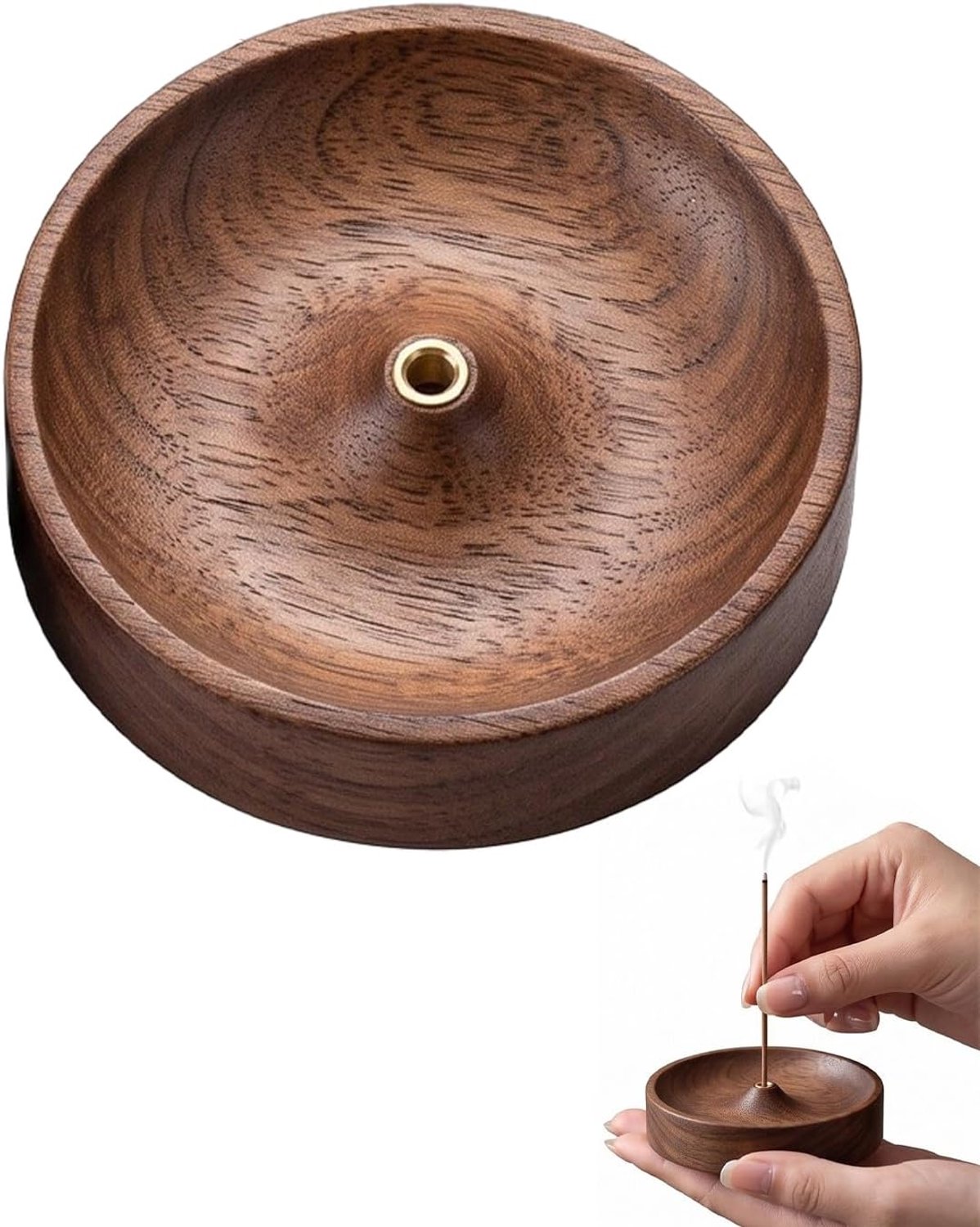 Wierookhouder - 1 antislip houder - walnoothout - ideaal voor meditatie - Homevero