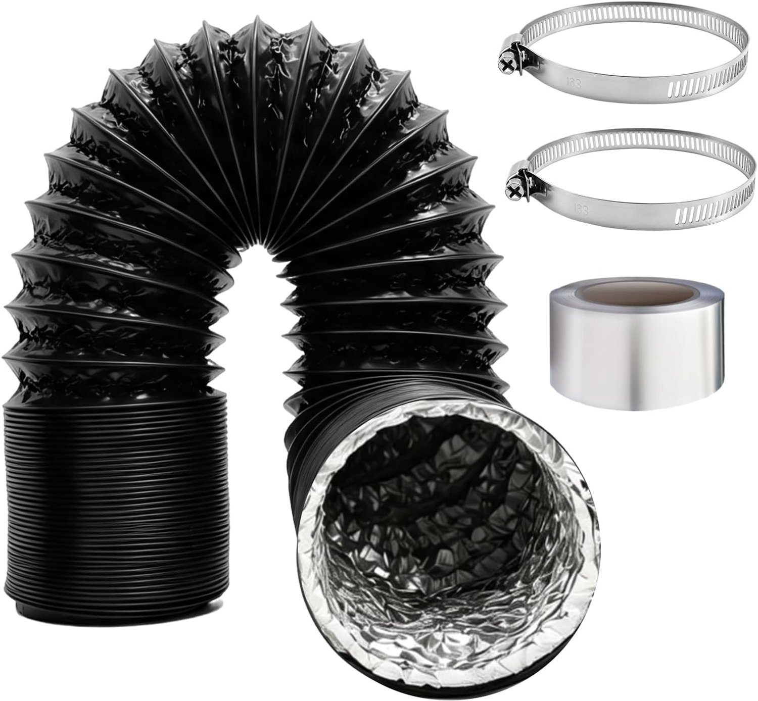 80mm/3.2inch Flex Alu Ducting, 3m Uitschuifbare Ontluchtingsslang